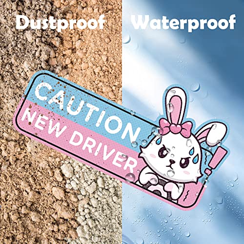 W1cwey Student Driver Car Magnet - 4pcs Cartoon Rabbit Student Driver Car Magnet Christmas Winter Xmas New Year Gift Cute New Driver Safety Sign Car Reflective Reusable Bumper(Nervous Rabbit Patterns) - Image 5