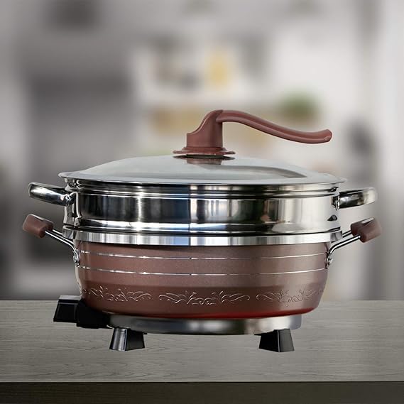 Olpad Olpad Electric Hot Pot with Adjustable Power Control Nonstick Frying Pan with Tempered Glass Lid Electric Hot Pot with Adjustable Power ControlNonstick Frying Pan with Tempered Glass Lid  - Image 1