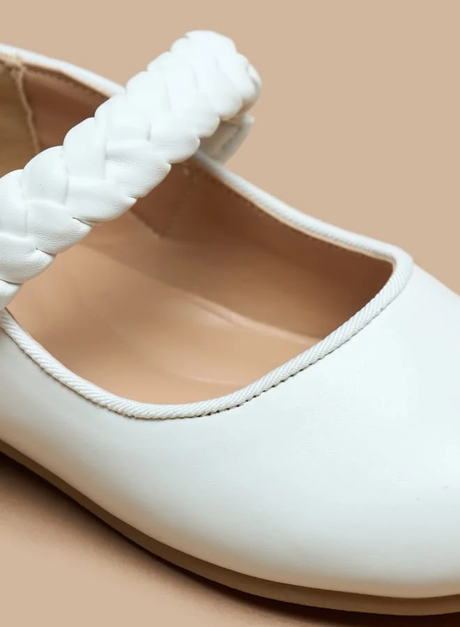 جونيورز Girls Solid Ballerina Shoes with Hook and Loop Closure