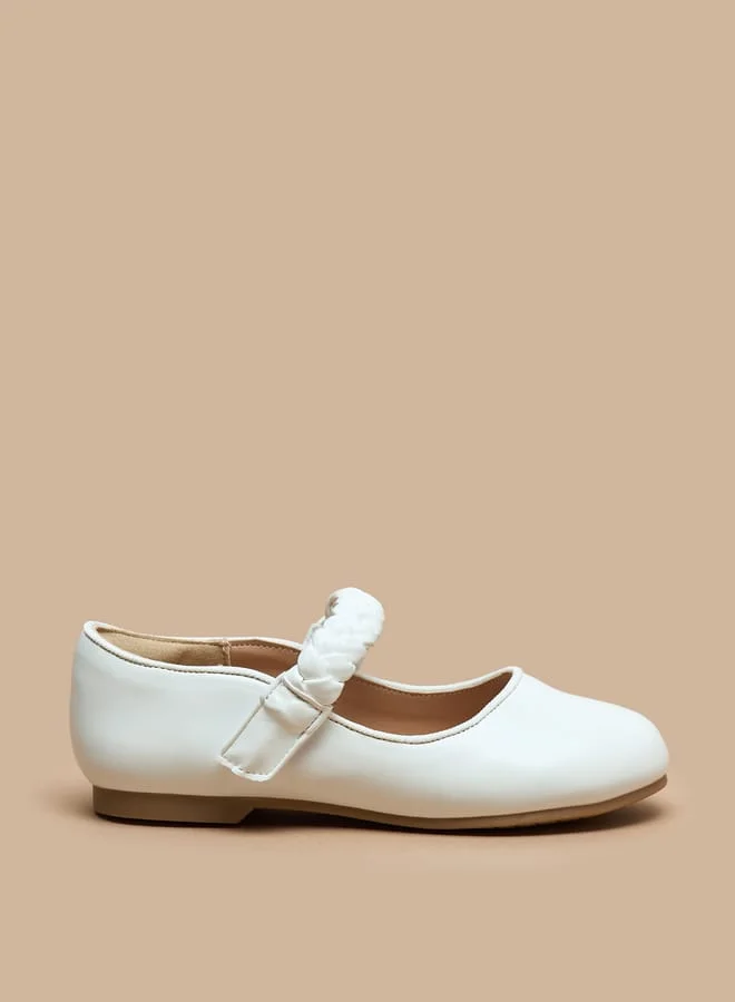 جونيورز Girls Solid Ballerina Shoes with Hook and Loop Closure