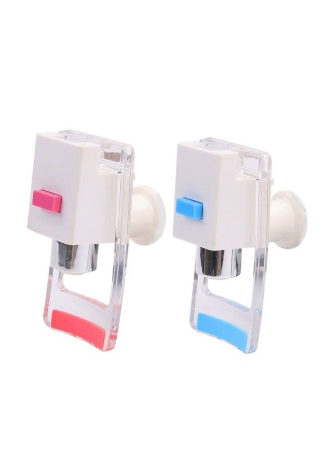 2 Pieces Water Dispenser Replacement Push Faucet With Two Water Valves And Child Safety Lock Cold And Hot Water Spigot Water Dispenser Tap - Image 1
