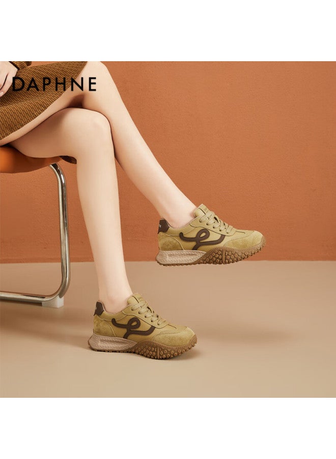 Daphne Women's Dad Sneakers Thick Sole Casual Sports Shoes Comfortable Low-top Lace-up Travel Shoes Beige Size 36 - Image 5