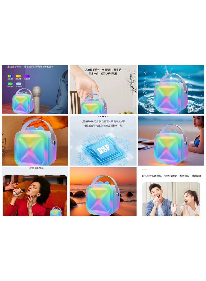 J20 Wireless Karaoke Machine for Kids Adults, Portable Bluetooth Speaker With LED Lights, and 1 Wireless Microphone - Assorted Color - Image 3
