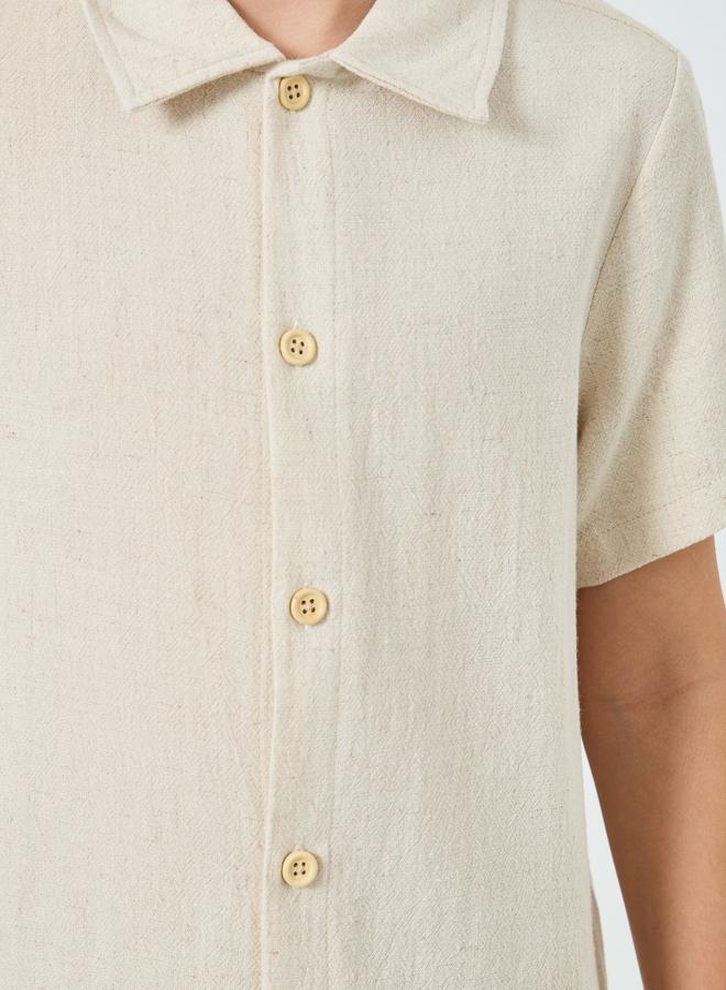 Styli Boys Beige Collared Short Sleeve Shirt - Image 3