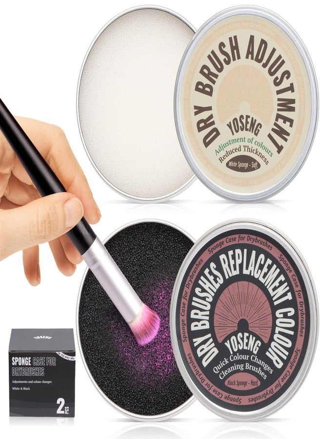 Yoseng 2 Pack Dry Brush Cleaner Sponge for Makeup & Art - Dual Texture Palette (White Soft/Black Hard) | Reusable Color Switch Sponge for Acrylic Paint, Mica Powder, Eyeshadow Removal - Image 1