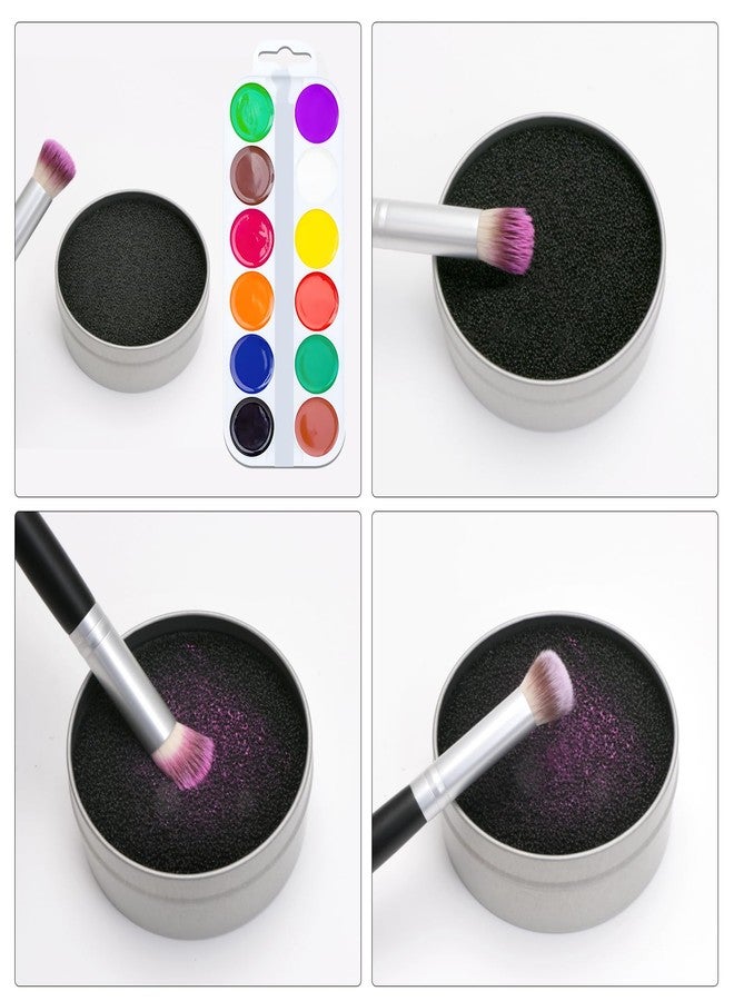Yoseng 2 Pack Dry Brush Cleaner Sponge for Makeup & Art - Dual Texture Palette (White Soft/Black Hard) | Reusable Color Switch Sponge for Acrylic Paint, Mica Powder, Eyeshadow Removal - Image 4