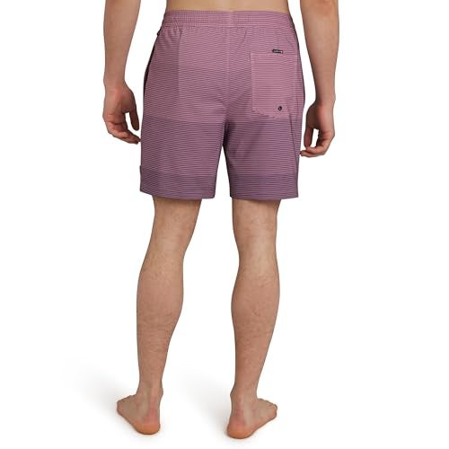 Quiksilver Men's Swimwear Regular Fit Stretchable Comfort Liner Swim Trunks, Striped Design - Dusty Rose, Medium - Image 4