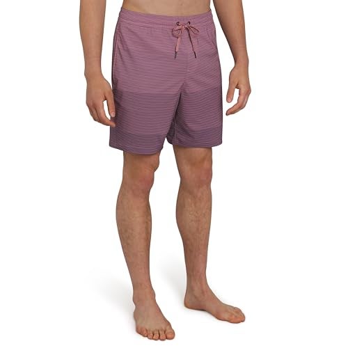 Quiksilver Men's Swimwear Regular Fit Stretchable Comfort Liner Swim Trunks, Striped Design - Dusty Rose, Medium - Image 2