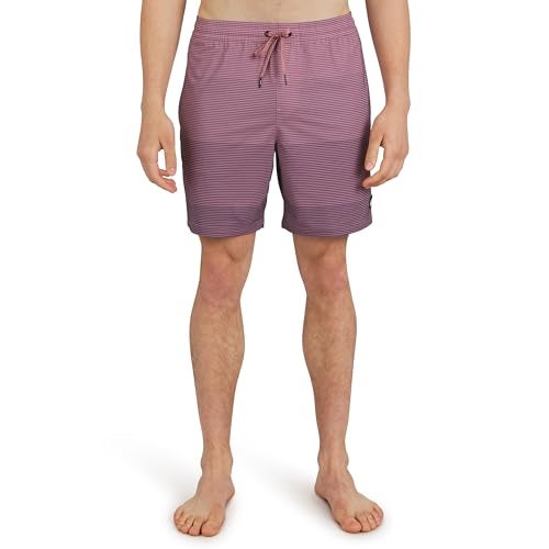 Quiksilver Men's Swimwear Regular Fit Stretchable Comfort Liner Swim Trunks, Striped Design - Dusty Rose, Medium - Image 3