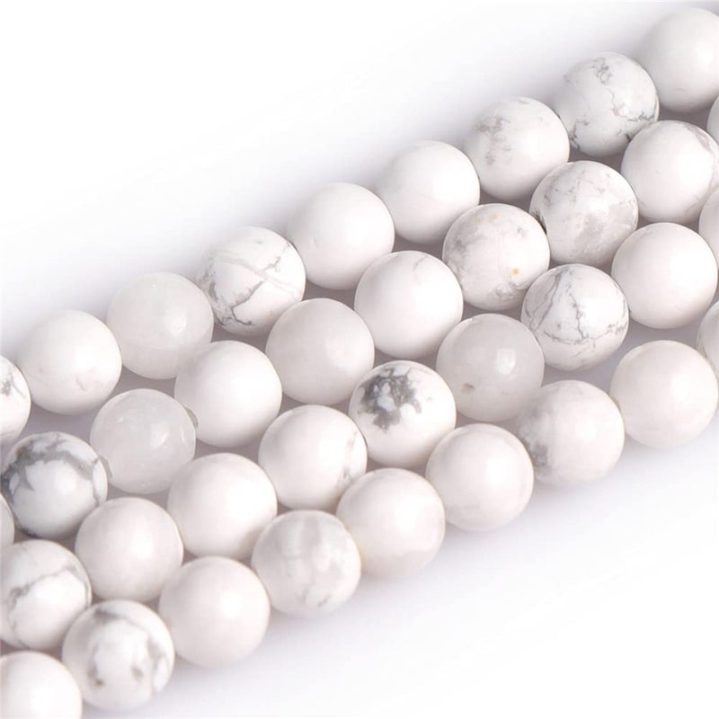 JOE FOREMAN 10mm White Howlite Beads for Jewelry Making Natural Semi Precious Gemstone Round Strand 15