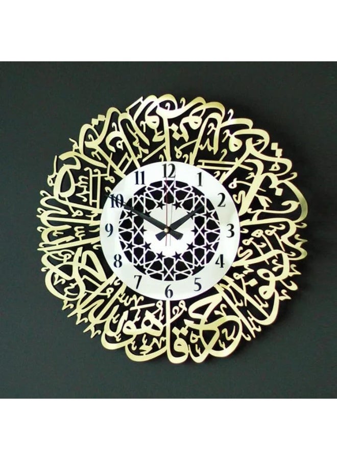 Surah Ikhlas Acrylic Wall Clock Islamic Calligraphy Timepiece Silent Quartz Mirror Effect Modern Arabic Design for Living Room Bedroom Office Home Decor UAE 60x70cm - Image 2