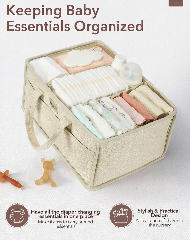 URMYWO Diaper Caddy Organizer - Portable Baby Diaper Caddy with Handle, Large Nursery Organizer Storage Basket for Newborn Essentials, Baby Registry Must Have Shower Gift for Home and Car Travel - Image 2