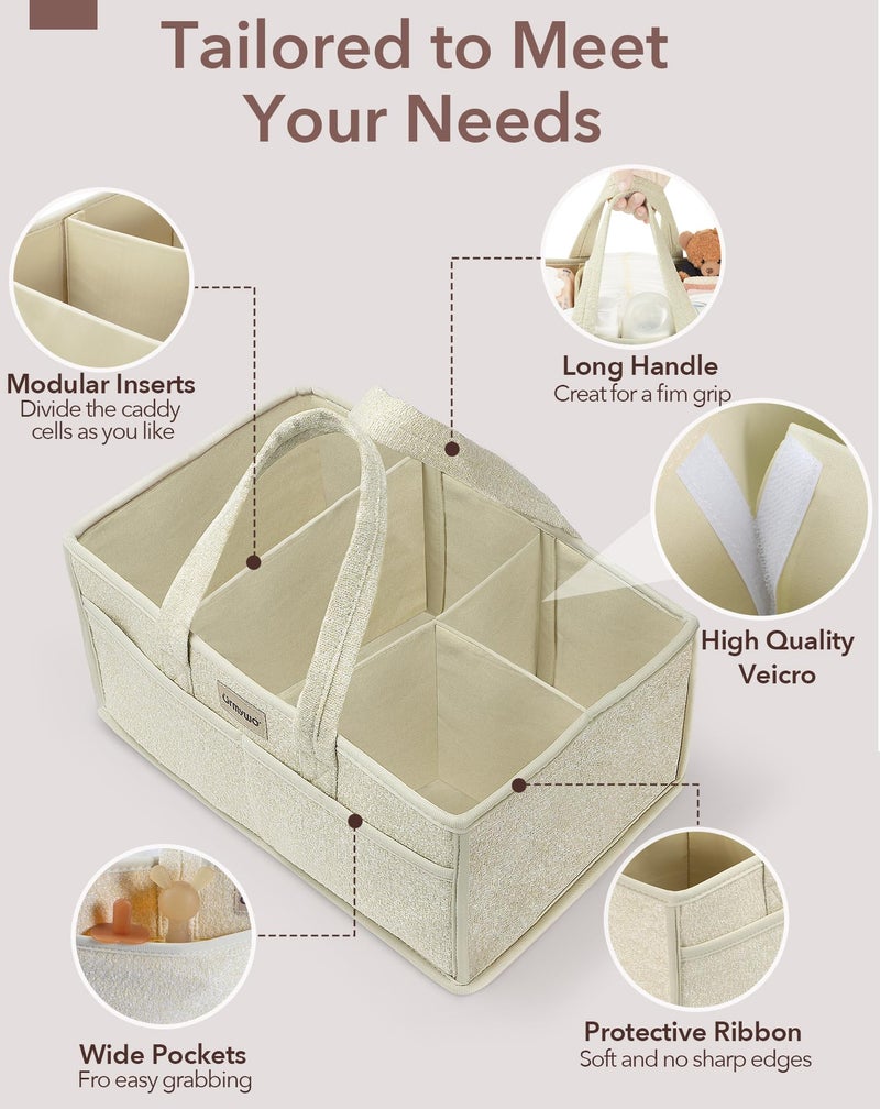 URMYWO Diaper Caddy Organizer - Portable Baby Diaper Caddy with Handle, Large Nursery Organizer Storage Basket for Newborn Essentials, Baby Registry Must Have Shower Gift for Home and Car Travel - Image 4