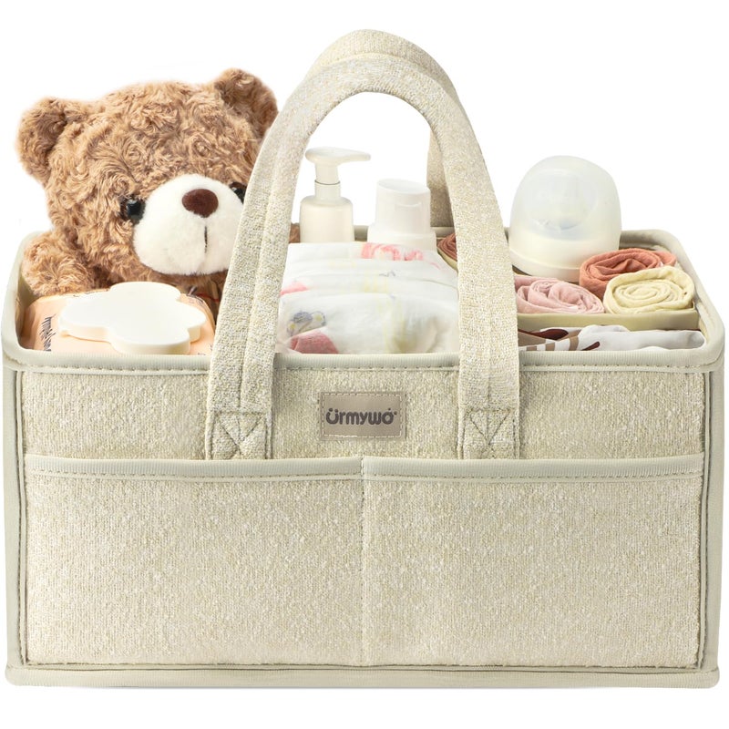 URMYWO Diaper Caddy Organizer - Portable Baby Diaper Caddy with Handle, Large Nursery Organizer Storage Basket for Newborn Essentials, Baby Registry Must Have Shower Gift for Home and Car Travel - Image 1
