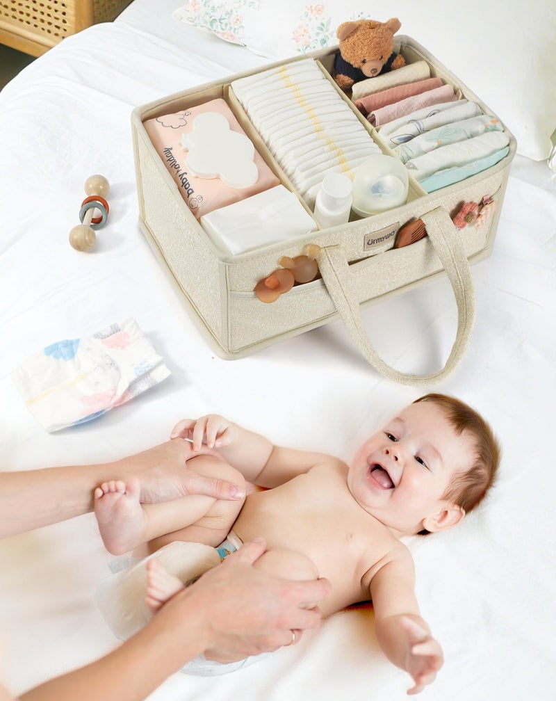 URMYWO Diaper Caddy Organizer - Portable Baby Diaper Caddy with Handle, Large Nursery Organizer Storage Basket for Newborn Essentials, Baby Registry Must Have Shower Gift for Home and Car Travel - Image 3