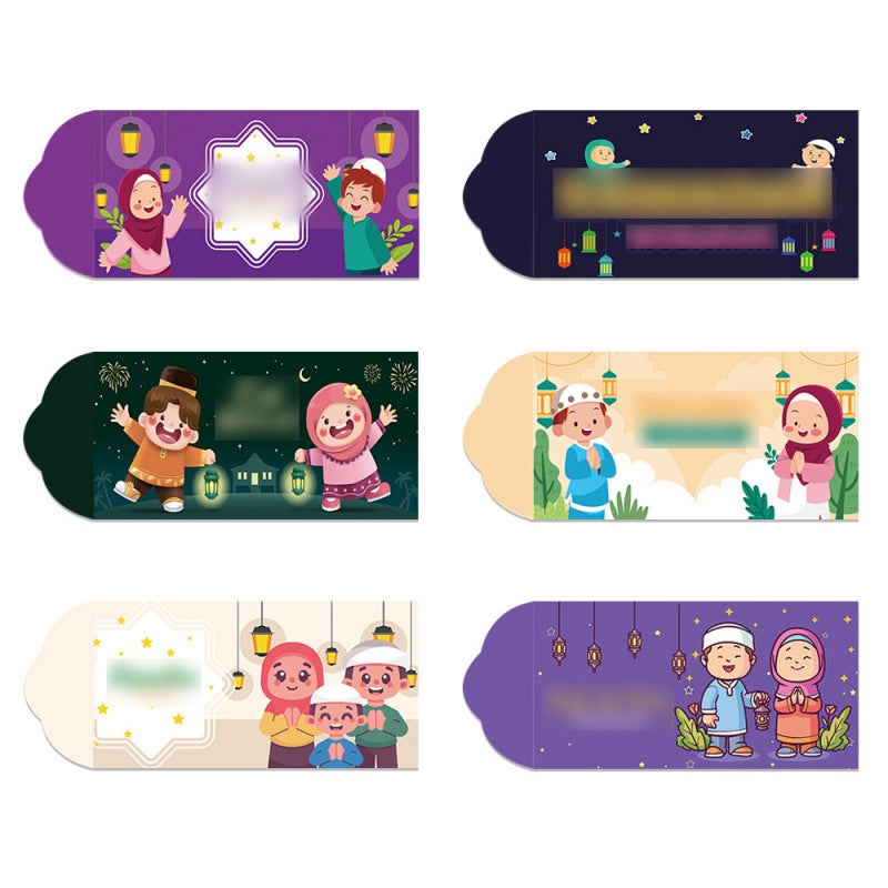 Eid Money Envelope - S1013 (6 Pcs Set) - Eid Mubarak Cash Gift Envelope for Kids, Ramadan Eidi Money Wallet, Green Lucky Envelope, Arab Festival Favors - 3