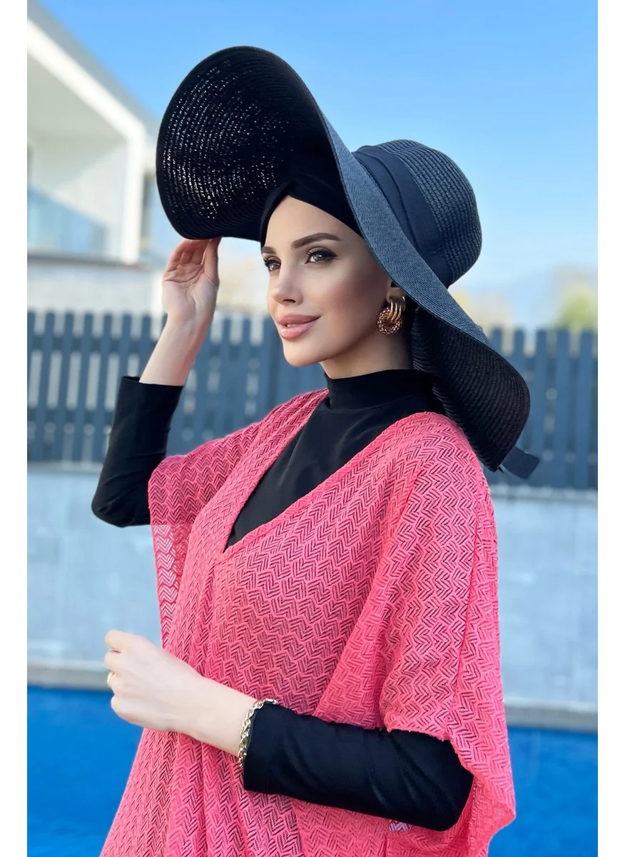 Remsa Mayo Large Size Straw Hat Black Rş-21