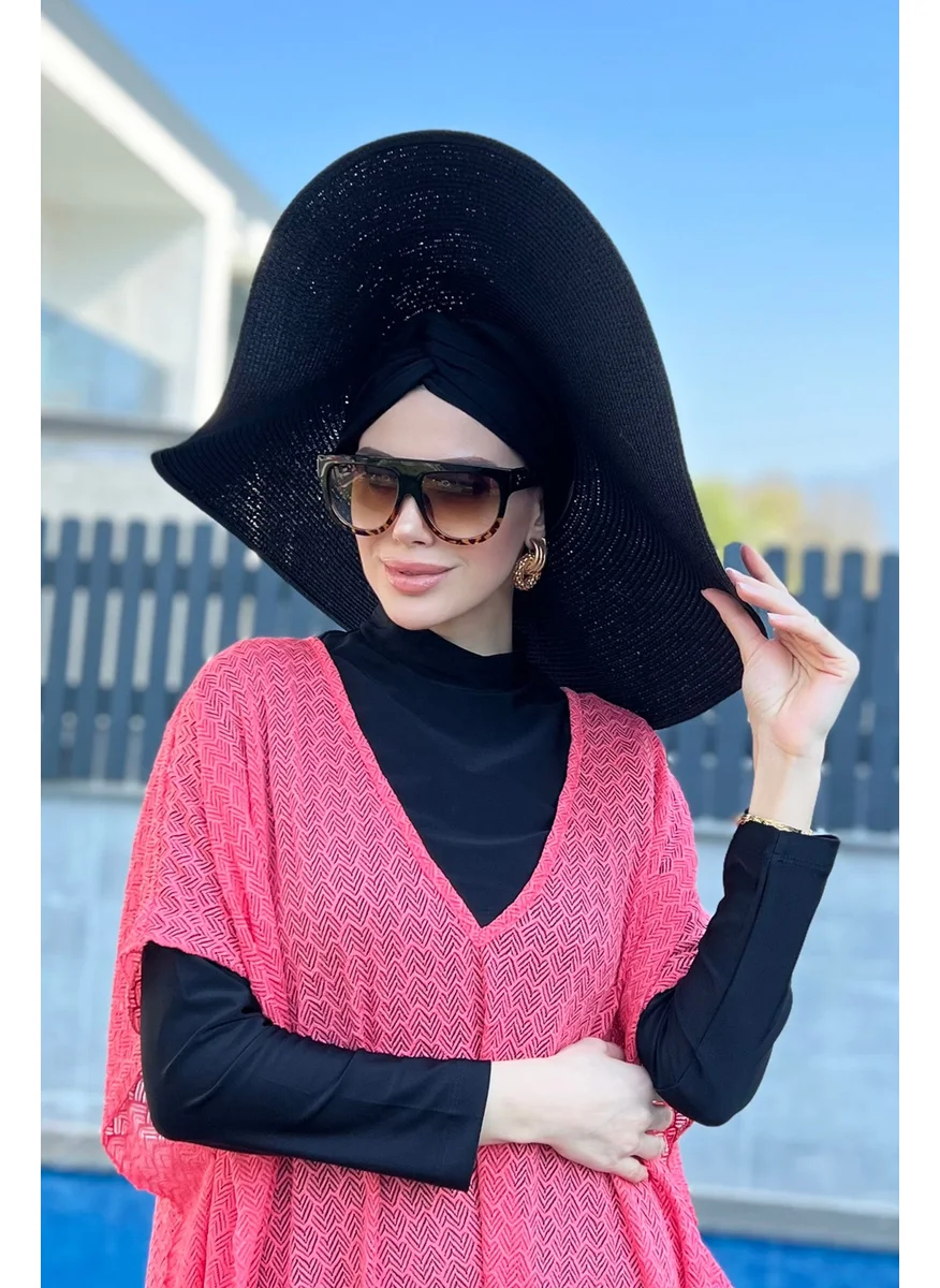Remsa Mayo Large Size Straw Hat Black Rş-21