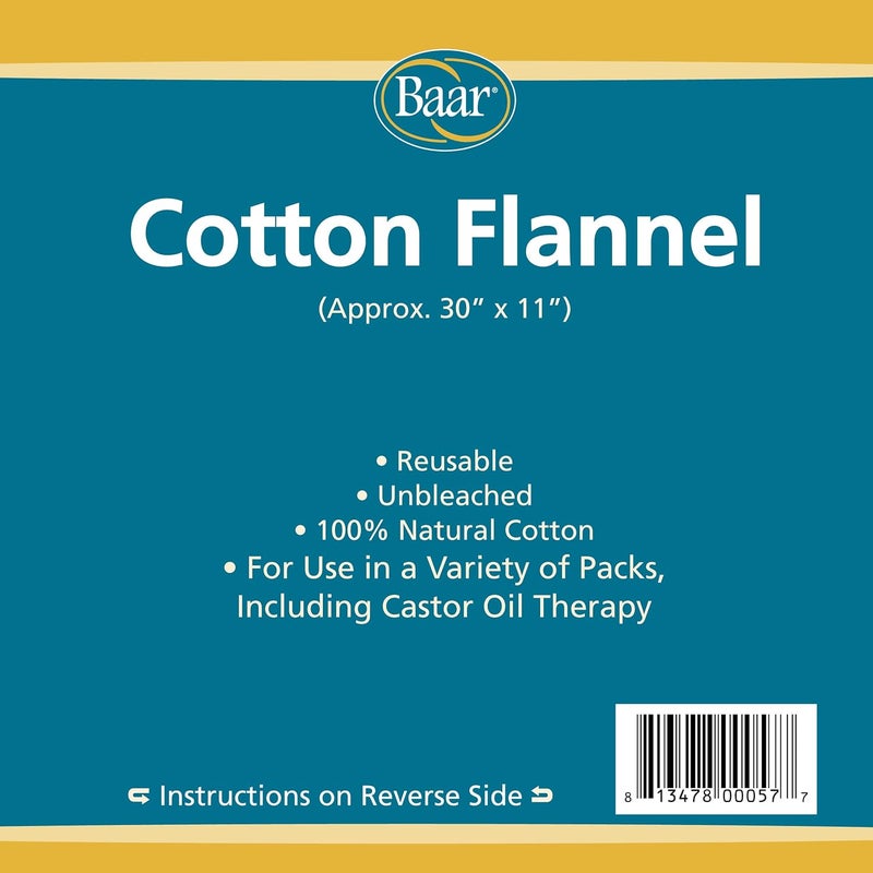 Baar Cotton Flannel Castor Oil Pack - Reusable 100% Natural Cotton, Unbleached, 30" x 12" - Image 2