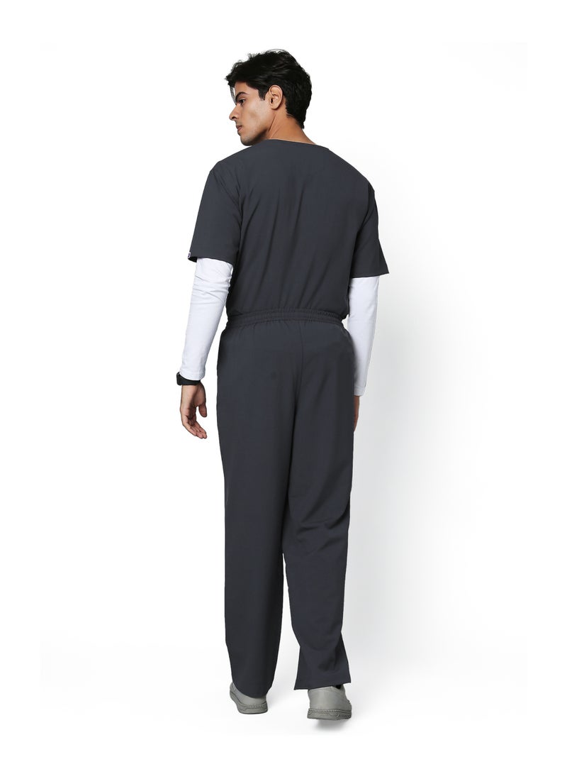 KNYA Ecoflex Men's 5 Pocket Active Scrub Suit | Athleisure wear | Modern V neck | For Doctors (2XL, Steel Grey) - Image 2
