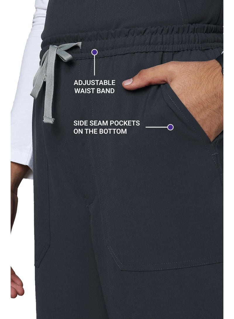 KNYA Ecoflex Men's 5 Pocket Active Scrub Suit | Athleisure wear | Modern V neck | For Doctors (2XL, Steel Grey) - Image 4