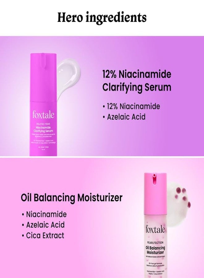 Foxtale Oil Control Duo | 12% Niacinamide Clarifying Serum + Oil Balancing Moisturizer | Targets 7 Signs of Acne | Oil-Free Glow, Smoother Texture | With Azelaic Acid, Niacinamide & Cica - Image 3
