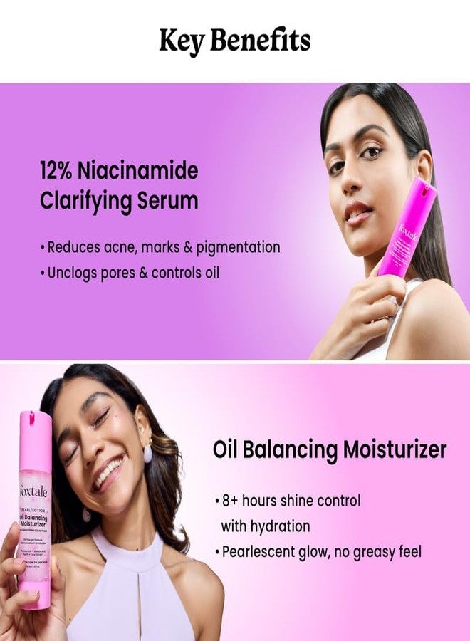 Foxtale Oil Control Duo | 12% Niacinamide Clarifying Serum + Oil Balancing Moisturizer | Targets 7 Signs of Acne | Oil-Free Glow, Smoother Texture | With Azelaic Acid, Niacinamide & Cica - Image 2