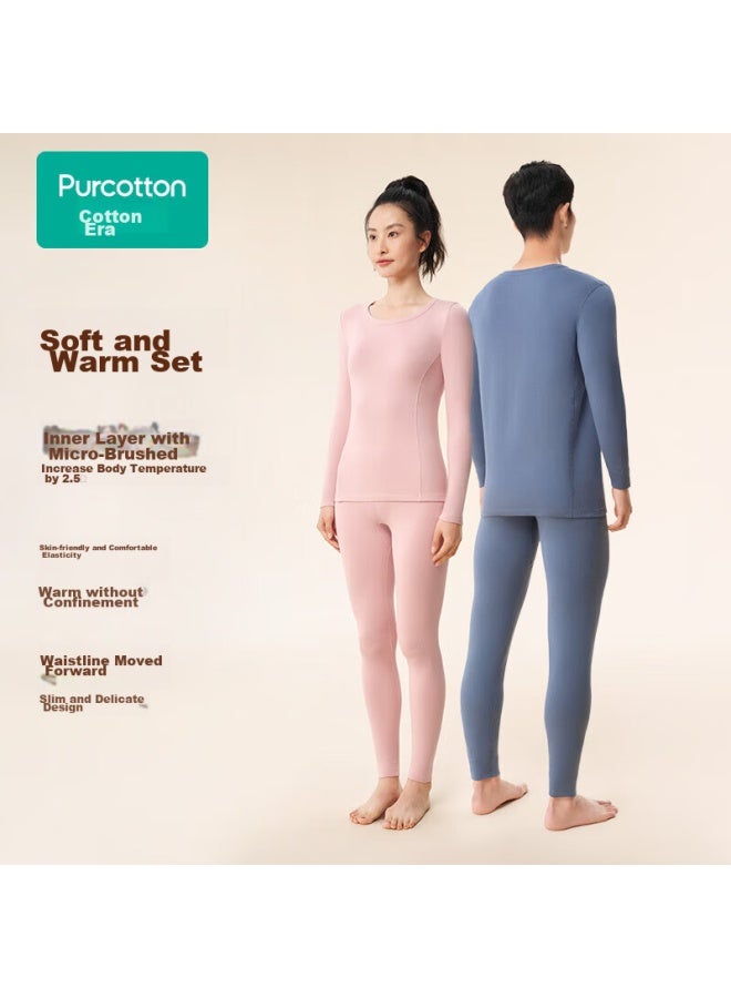 purcotton Purcotton Thermal Underwear Set For Men And Women, Autumn Base Layer, Couples' Mid-thick Elastic Undershirt And Pants, Grass Green (women's), Size L  - Image 2