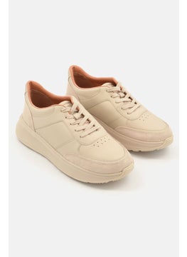 FitFlop Women F-Mode Leather Flatform Sneakers, Beige  - Image 1