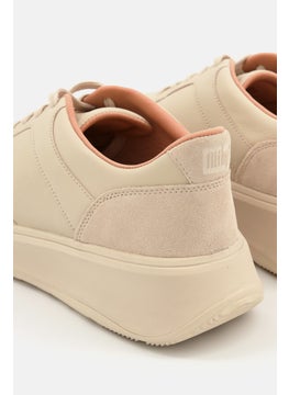 FitFlop Women F-Mode Leather Flatform Sneakers, Beige  - Image 4