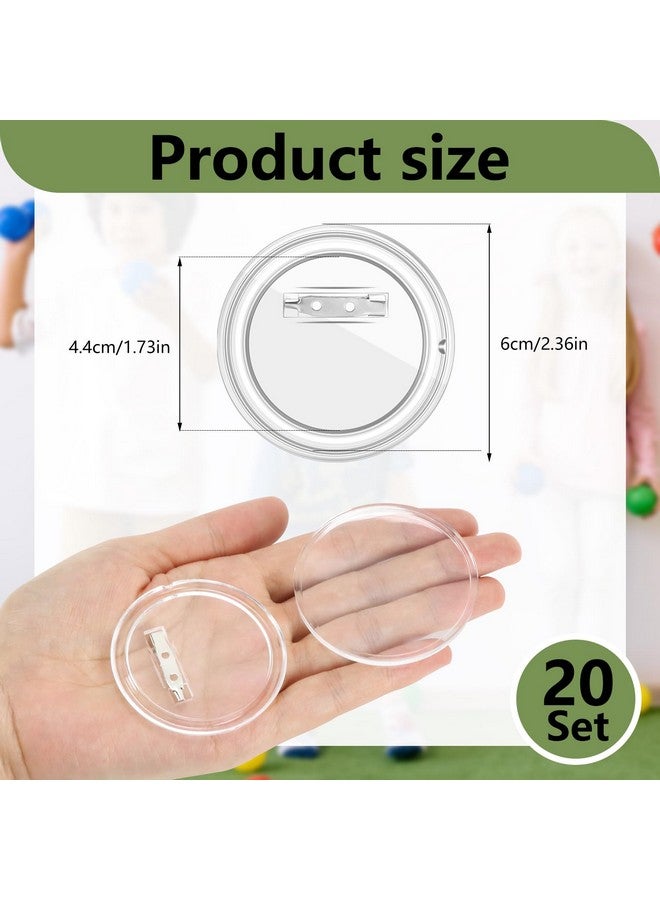 Bignc 20 Set Clear Button Pins For Crafts， Plastic Button Making Kit Blank Button Pins Bulk Make Your Own Buttons Badge Maker Diy Crafts，Photo Buttons Make Your Own Buttons(2.36 Inch) - Image 2
