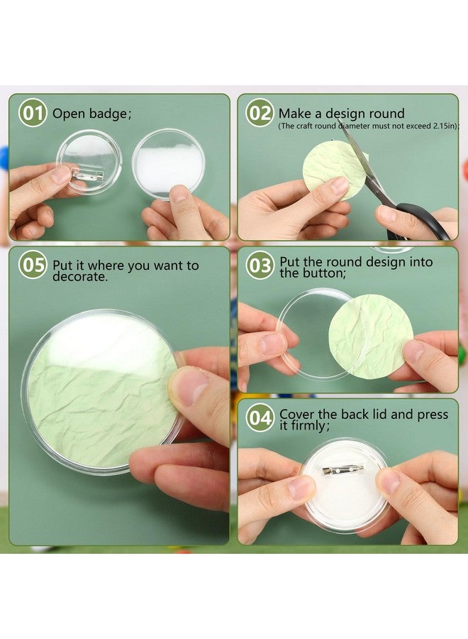 Bignc 20 Set Clear Button Pins For Crafts， Plastic Button Making Kit Blank Button Pins Bulk Make Your Own Buttons Badge Maker Diy Crafts，Photo Buttons Make Your Own Buttons(2.36 Inch) - Image 4
