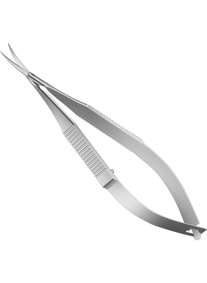 Excefore Modern Silver Stainless Steel Cuticle Scissors, 420J2 Stainless Steel Curved Manicure Scissors, Premium Extra-Fine Point Tip for Nail, Dry Skin, Eyebrow, Eyelash - Image 1