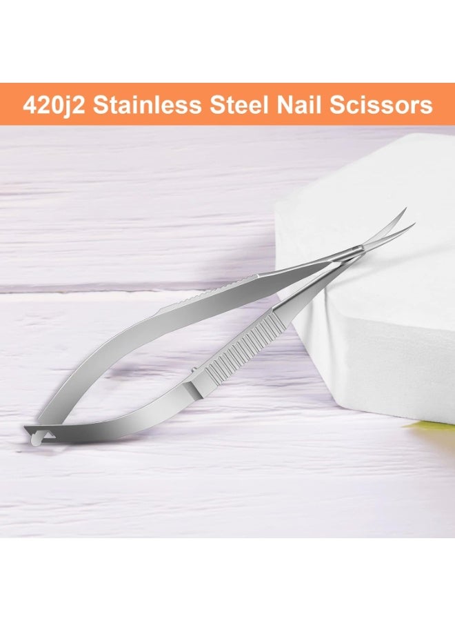 Excefore Modern Silver Stainless Steel Cuticle Scissors, 420J2 Stainless Steel Curved Manicure Scissors, Premium Extra-Fine Point Tip for Nail, Dry Skin, Eyebrow, Eyelash - Image 3
