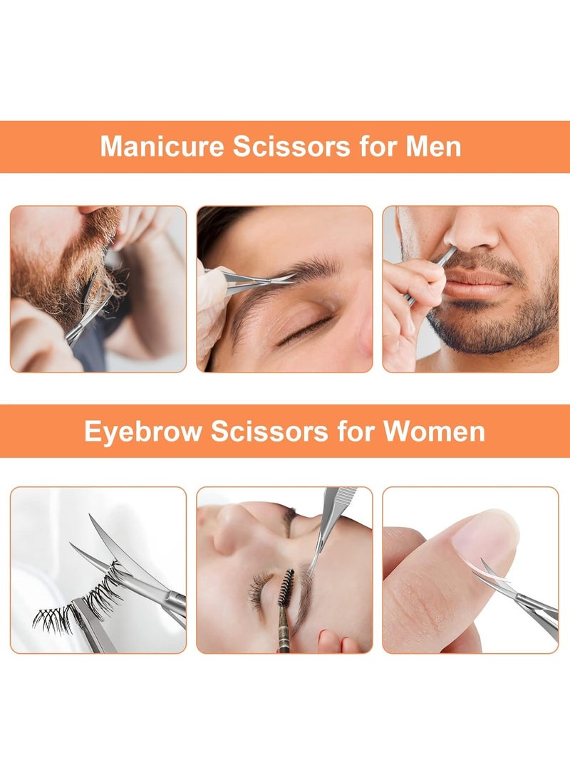 Excefore Modern Silver Stainless Steel Cuticle Scissors, 420J2 Stainless Steel Curved Manicure Scissors, Premium Extra-Fine Point Tip for Nail, Dry Skin, Eyebrow, Eyelash - Image 4