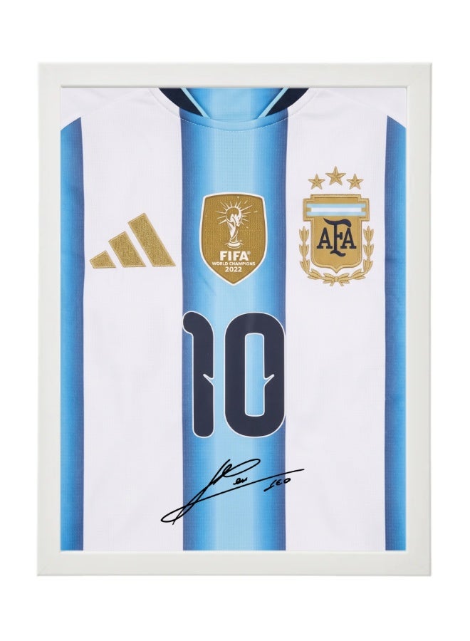 Lionel Messi Argentina Jersey #10 World Cup 2026 with Printed Autograph Framed Poster 30x40cm , Soccer Memorabilia Gift for Football Fans