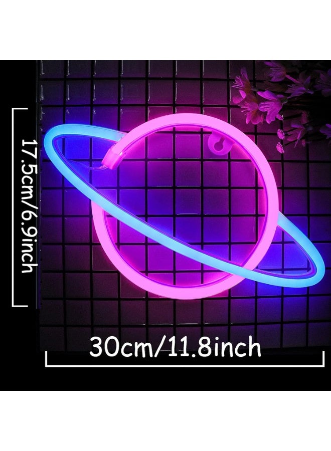 1pcs كوكب ضوء النيون، LED علامات النيون ديكور الجدار، بطارية أو USB تعمل مصباح الكوكب، معلقة ناعمة ليلة ضوء الفن ديكور ضوء للمنزل، غرفة النوم، غرفة الأطفال، بار، حفل مهرجان، هدية للأطفال - Image 2