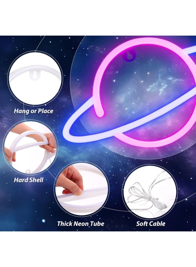 1pcs كوكب ضوء النيون، LED علامات النيون ديكور الجدار، بطارية أو USB تعمل مصباح الكوكب، معلقة ناعمة ليلة ضوء الفن ديكور ضوء للمنزل، غرفة النوم، غرفة الأطفال، بار، حفل مهرجان، هدية للأطفال - Image 3