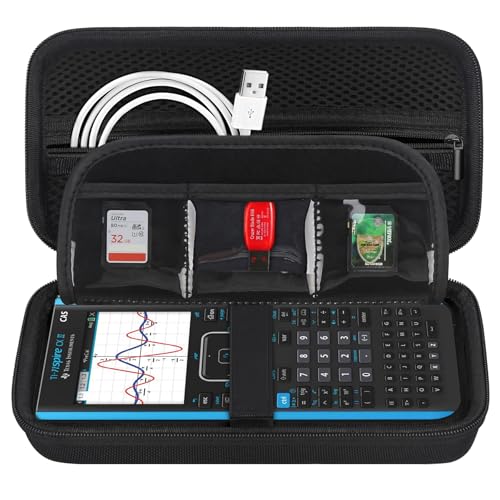 BOVKE Calculator Case for Texas Instruments TINspire CX II CASCX IICX CASCX Color Graphing Calculator and More Extra Mesh Pocket for USB Cables and Other Accessories BlackBlack - Image 1