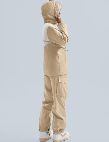 GEMYSE Women's Ski Snow Jackets and Pants Set Windproof Waterproof Snowsuit Warm Winter Snowboarding Insulated Coat(Apricot Illusion White,X-Large) - Image 3