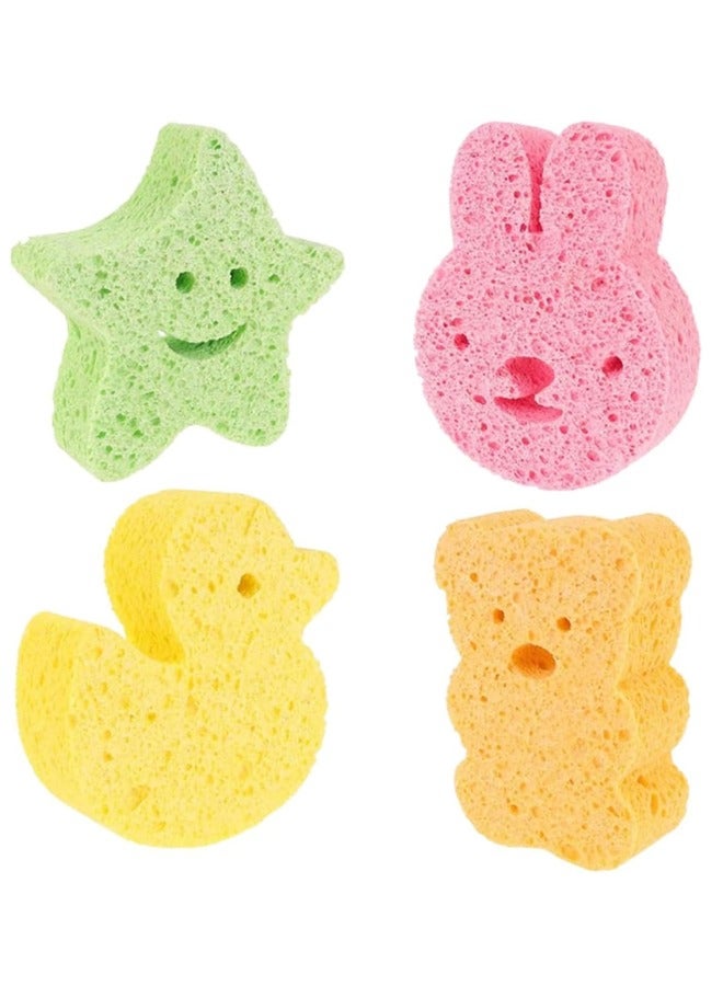 4 قطع من إسفنجات الأطفال اللطيفة، إسفنجات استحمام طبيعية بأشكال حيوانات للأطفال الرضع، لطيفة على بشرة حديثي الولادة والأطفال الصغار - Image 1