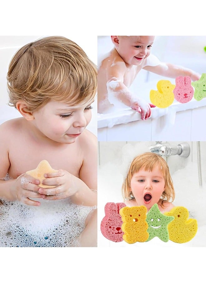 4 قطع من إسفنجات الأطفال اللطيفة، إسفنجات استحمام طبيعية بأشكال حيوانات للأطفال الرضع، لطيفة على بشرة حديثي الولادة والأطفال الصغار - Image 5