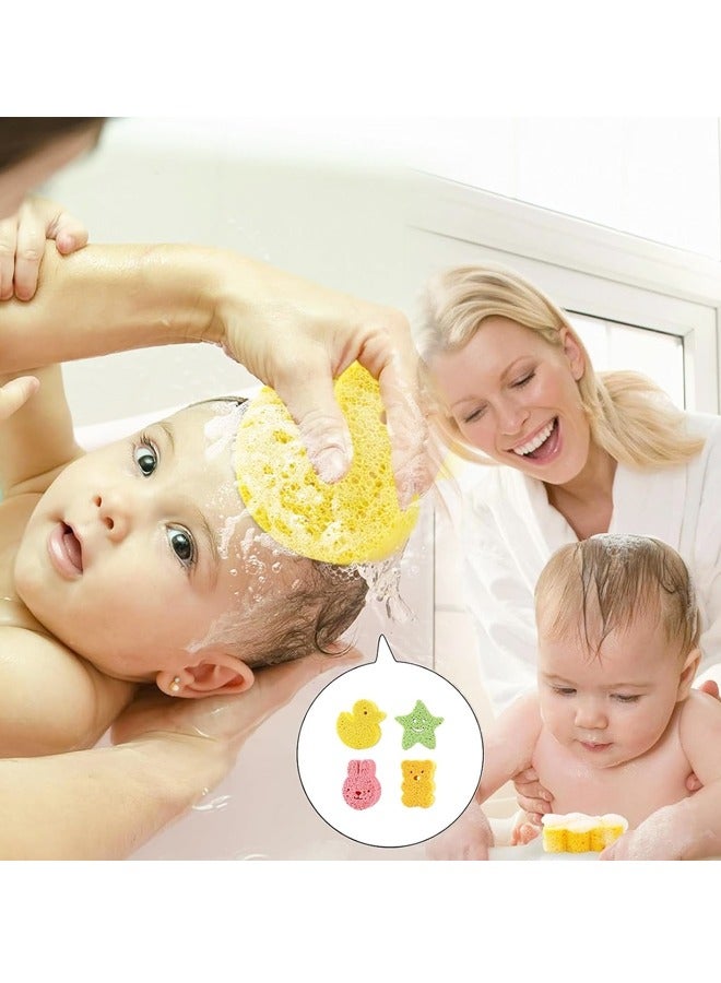 4 قطع من إسفنجات الأطفال اللطيفة، إسفنجات استحمام طبيعية بأشكال حيوانات للأطفال الرضع، لطيفة على بشرة حديثي الولادة والأطفال الصغار - Image 4