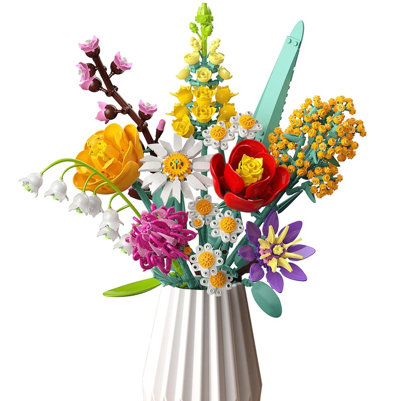 Ancesfun Flowers Bouquet Building Set, 1070PCS Wildflower Botanical Collection Kit, Artificial Plant Flower Toy for Women Kids Girls, Home Office Decor Gift for Valentine's Day, Mother's Day, Christmas - Image 1