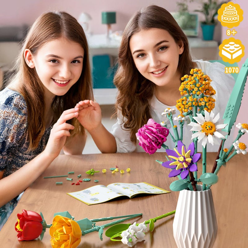 Ancesfun Flowers Bouquet Building Set, 1070PCS Wildflower Botanical Collection Kit, Artificial Plant Flower Toy for Women Kids Girls, Home Office Decor Gift for Valentine's Day, Mother's Day, Christmas - Image 4