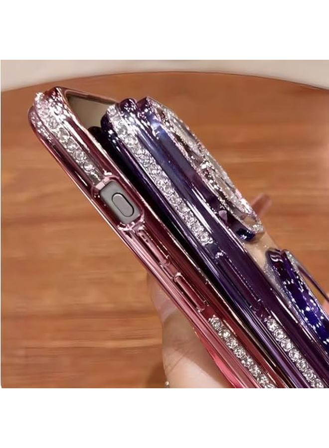 إيروريكس جراب مغناطيسي لامع لهاتف Iphone 15 Pro Max مع واقي لعدسة الكاميرا اللامعة، وحامل لامع، ومرآة، ومتوافق مع Magsafe، وغطاء هاتف فاخر مقاوم للصدمات بلون متدرج للنساء، ذهبي لهاتف Iphone 15 Pro Max - Image 4