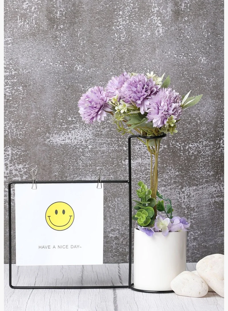 Bonhomie Solid Medium Ceramic Planter with Metal Wire Note Stand For Home Décor