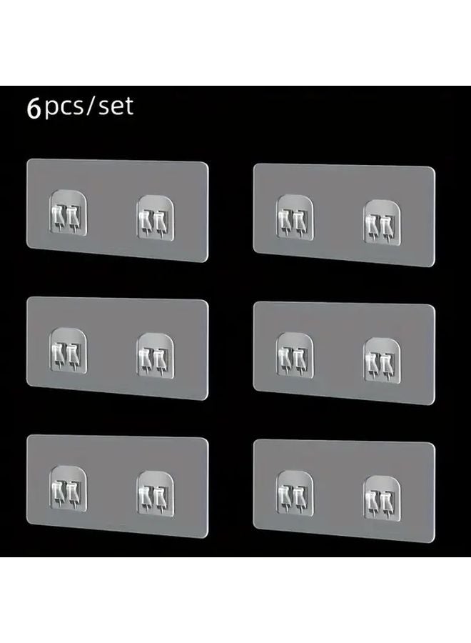 مشابكان 6 خطافات لاصقة مثبتة على الحائط لتنظيم الحمام تحمل أرفف حوض الاستحمام - Image 1