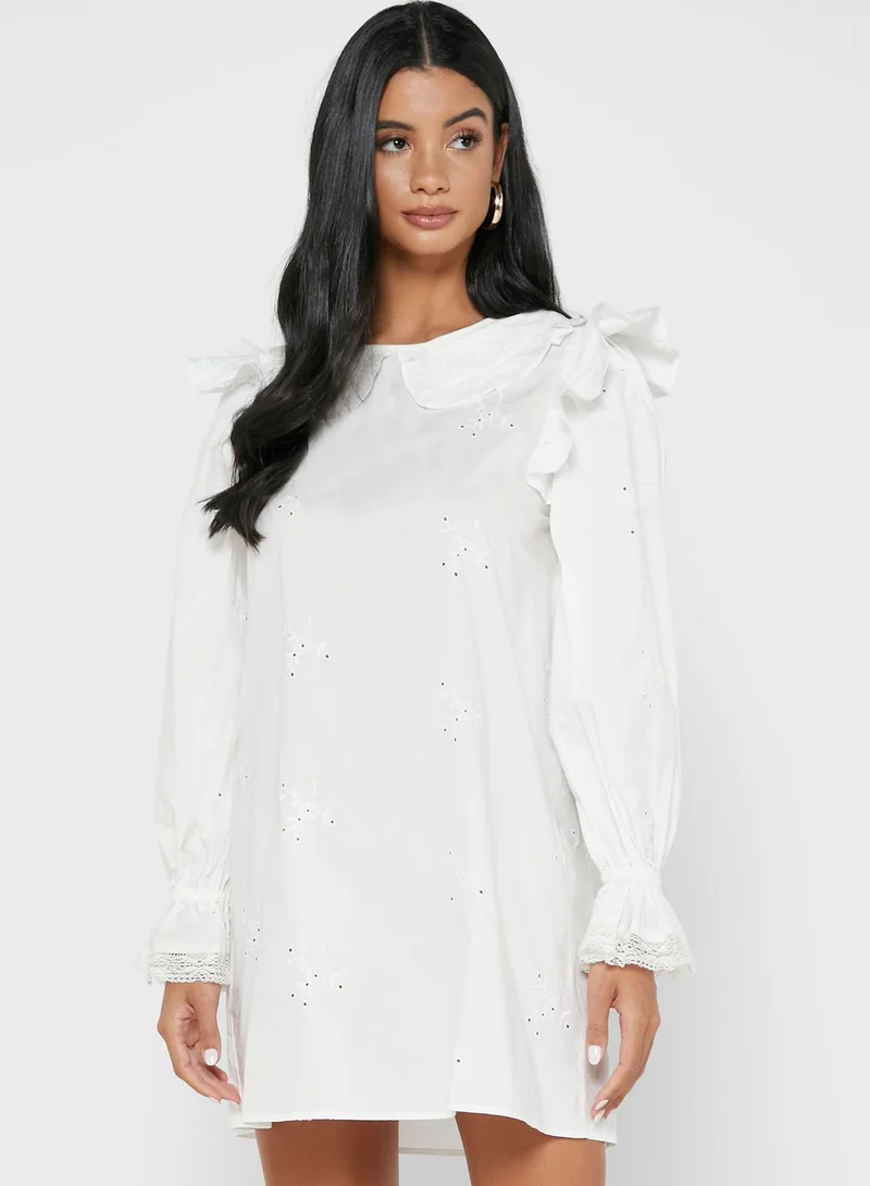 RIVER ISLAND Broderie Collar Smock Dress
