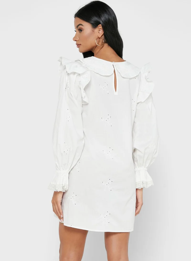 RIVER ISLAND Broderie Collar Smock Dress